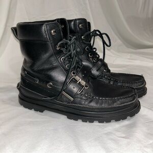 Polo by Ralph Lauren Black Leather Ranger Boots